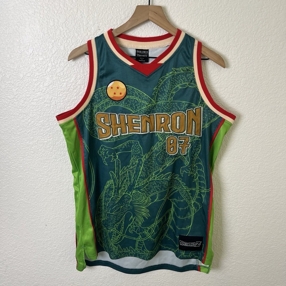 Dragonball Z BoxLunch Shenron #07 Basketball Jersey Mens Medium Green Dragon